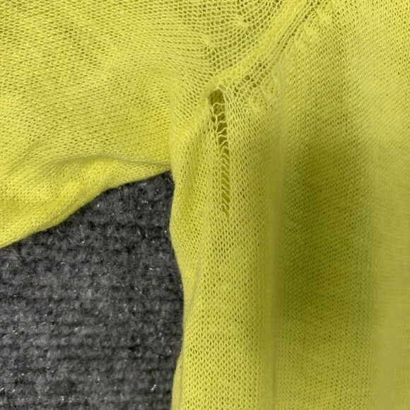 Cynthia Rowley Linen Blend Sweater Women M Yellow Light Weight Knit 3/4 Sleeve - Picture 8 of 9